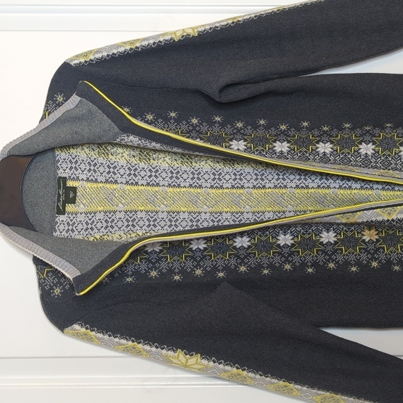 Eddie Bauer Gray Nordic Fair Isle Long Sleeve Full Zip Cardigan M - Picture 8 of 15
